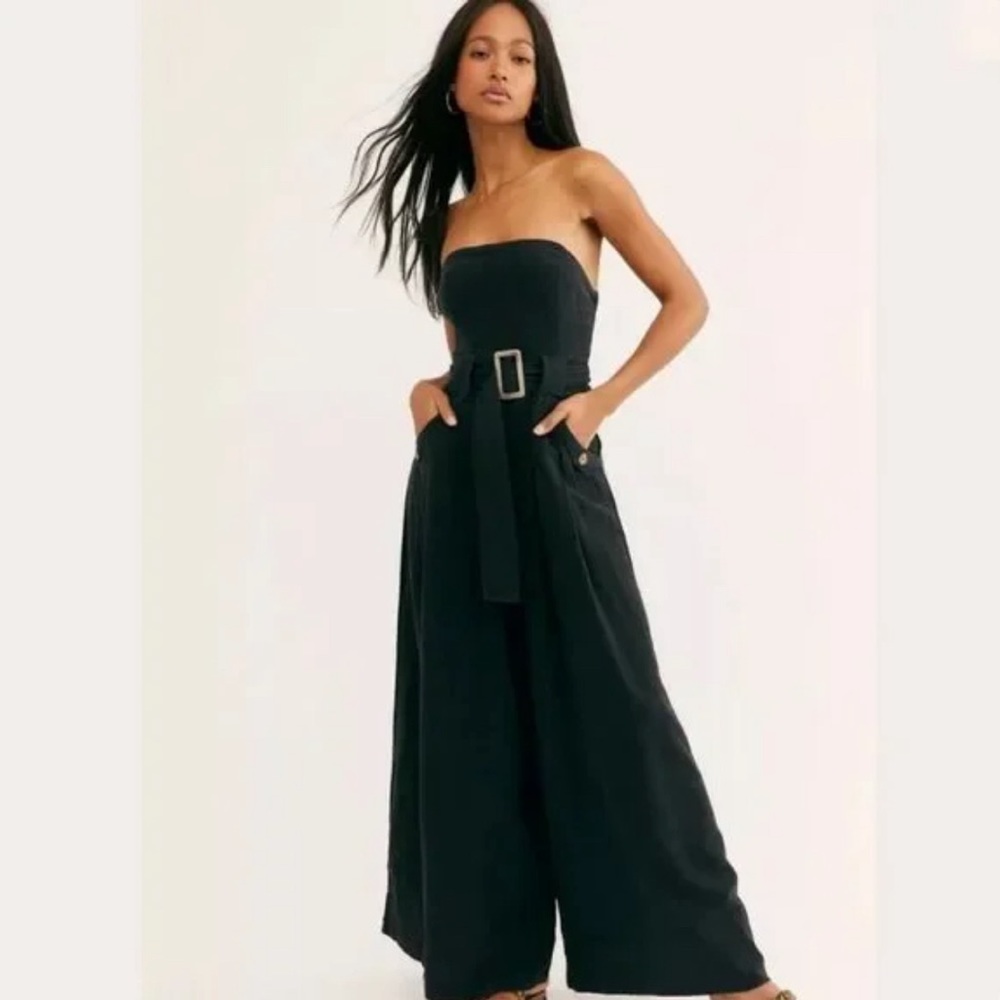 Free People Strapless Denim Jumpsuit